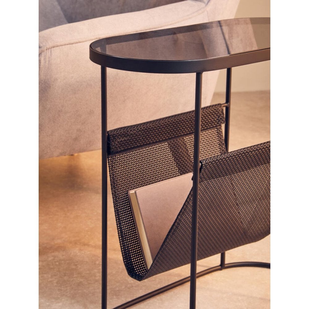 Edge Grey Glass Side Table