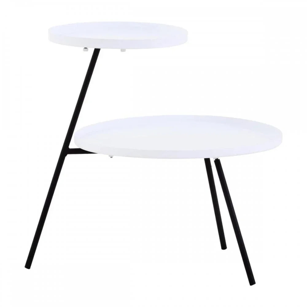 Orion Two Shelf White &amp; Black Side Table
