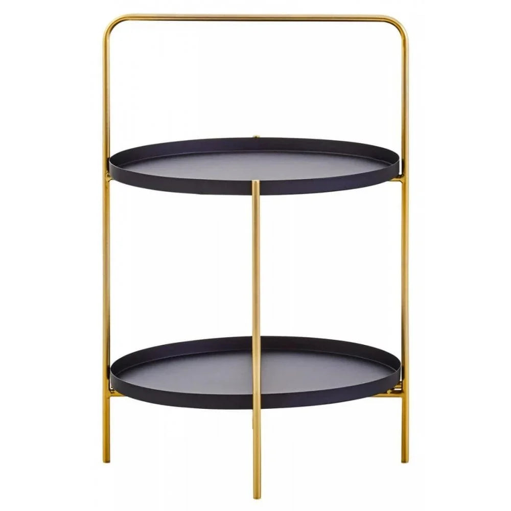 Orion Two Tier Black &amp; Gold Side Table