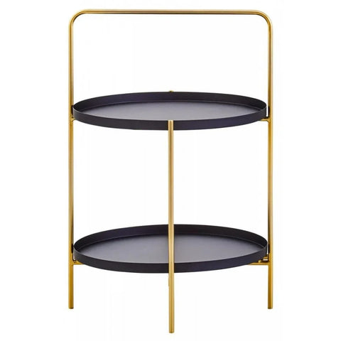 Orion Two Tier Black &amp; Gold Side Table