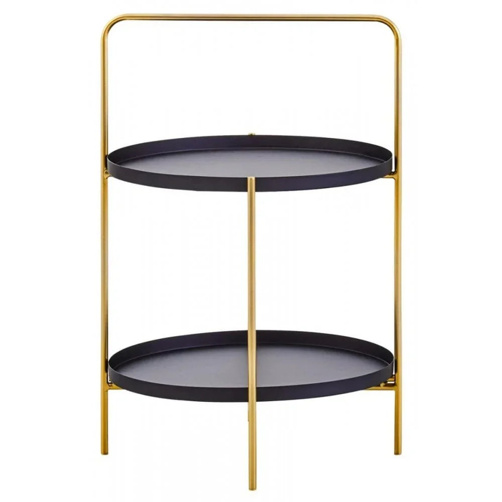 Orion Two Tier Black &amp; Gold Side Table