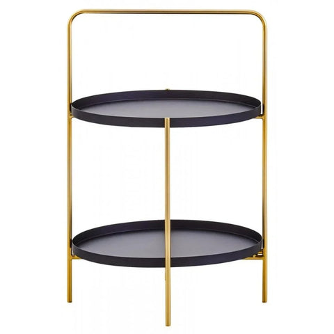 Orion Two Tier Black &amp; Gold Side Table