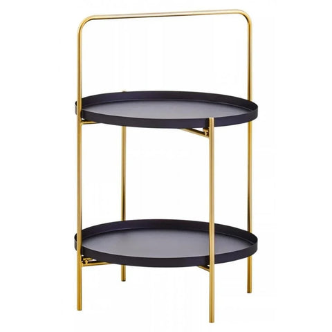 Orion Two Tier Black &amp; Gold Side Table