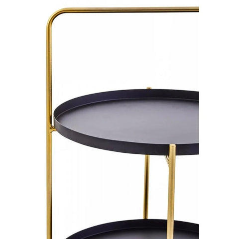 Orion Two Tier Black &amp; Gold Side Table
