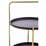 Orion Two Tier Black &amp; Gold Side Table