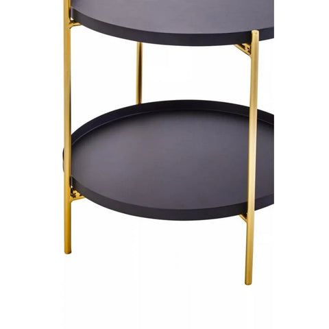 Orion Two Tier Black &amp; Gold Side Table