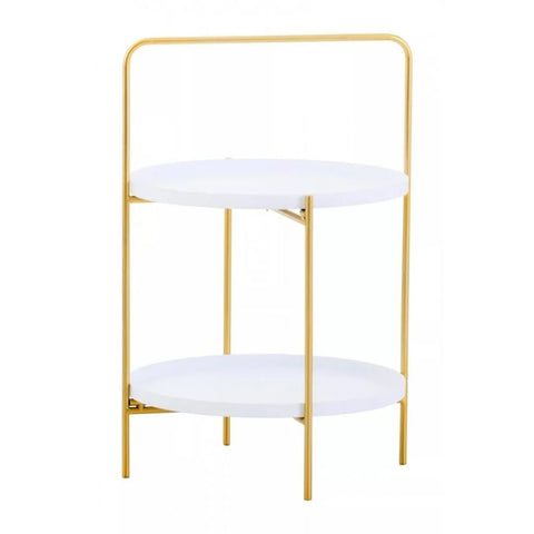 Orion Two Tier White &amp; Gold Side Table