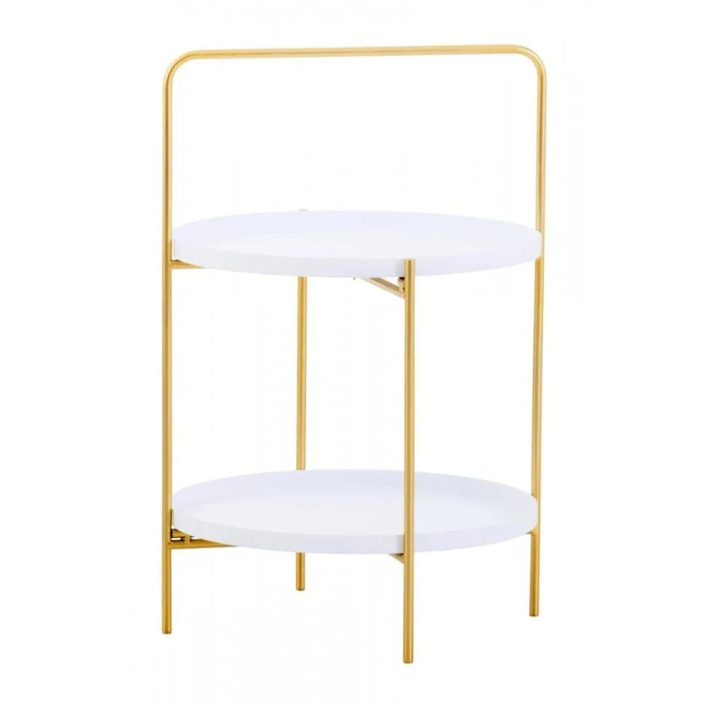 Orion Two Tier White &amp; Gold Side Table