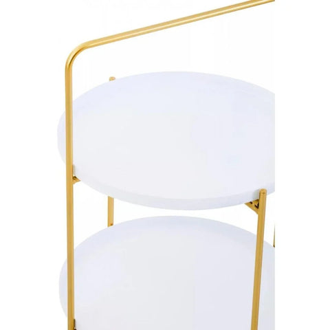 Orion Two Tier White &amp; Gold Side Table