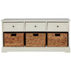 Oakstone Ivory 3 Drawer 3 Baskets Bench