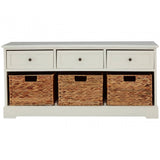 Oakstone Ivory 3 Drawer 3 Baskets Bench