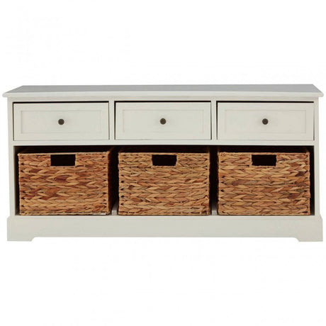 Oakstone Ivory 3 Drawer 3 Baskets Bench