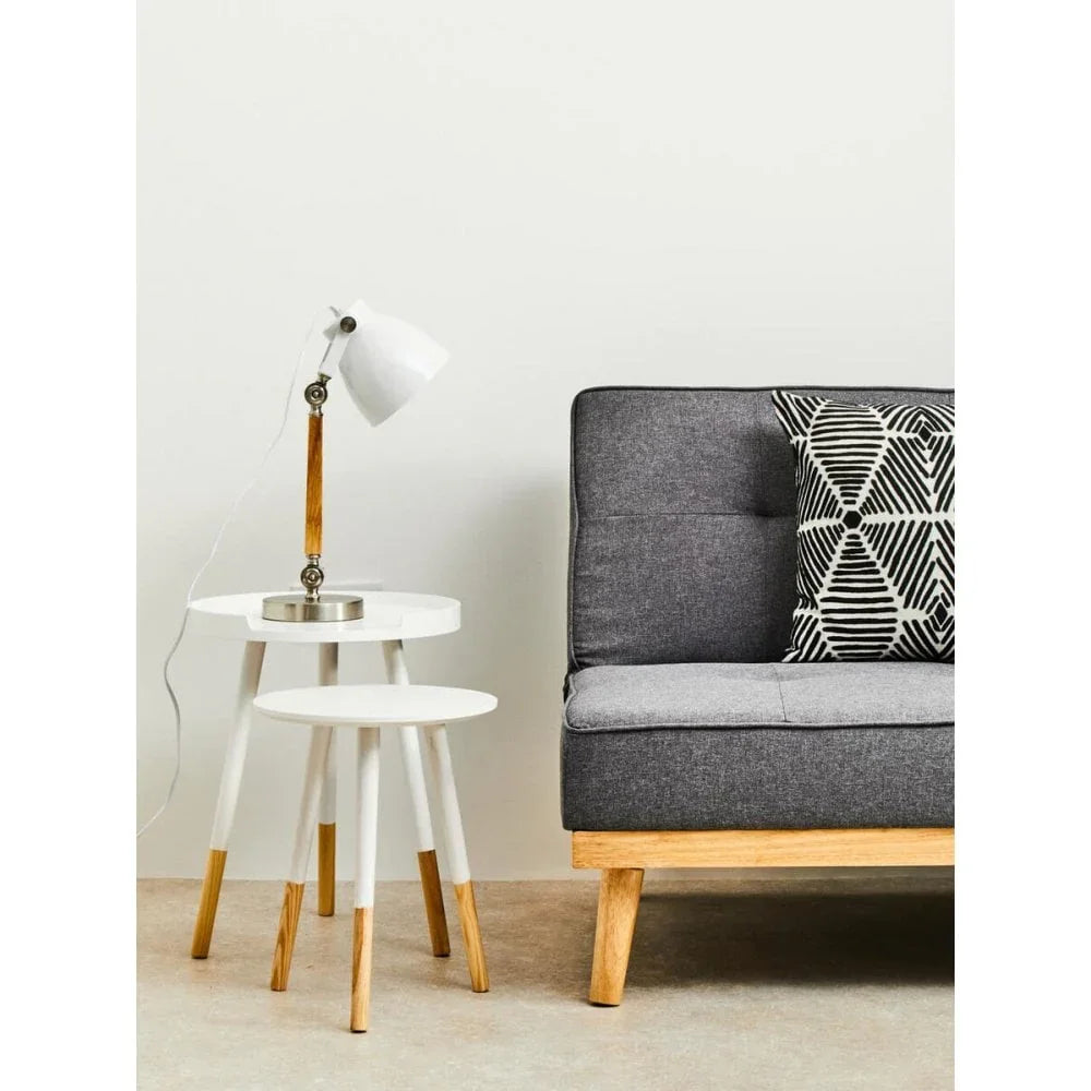 Meridian White &amp; Natural Round Side Table