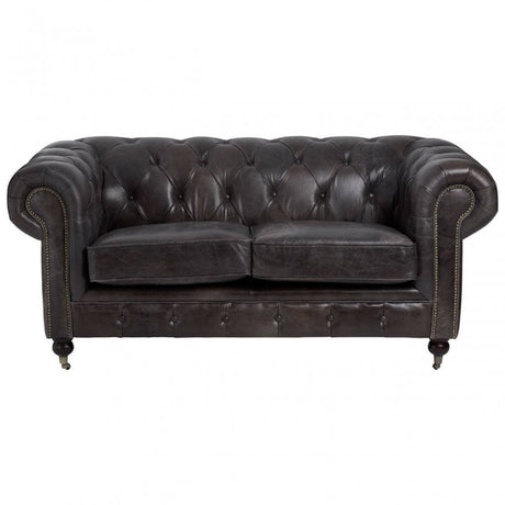 Cambridge 2 Seat Grey Leather Sofa