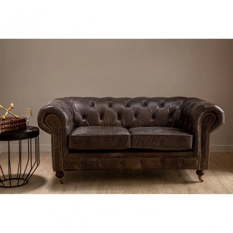 Cambridge 2 Seat Grey Leather Sofa