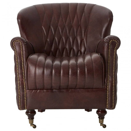 Cambridge Coffee Leather Winged Armchair