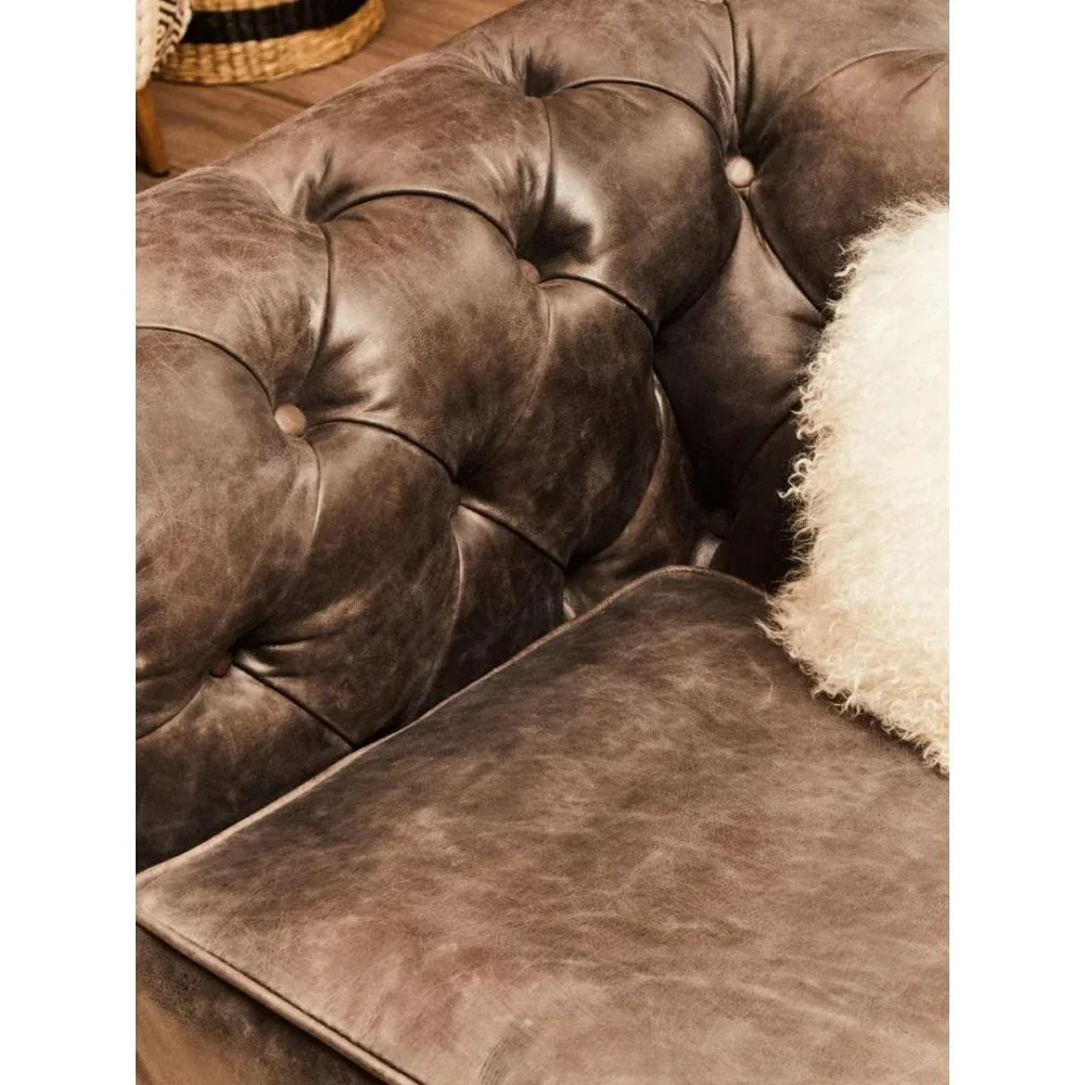 Cambridge Dark Grey Leather Chesterfield Sofa