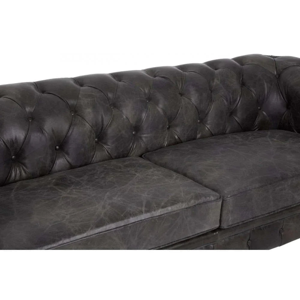 Cambridge Dark Grey Leather Chesterfield Sofa