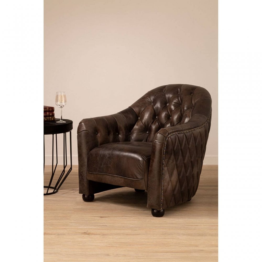 Cambridge Grey Leather Classic Armchair