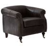 Cambridge Grey Leather Winged Armchair
