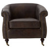 Cambridge Grey Leather Winged Armchair