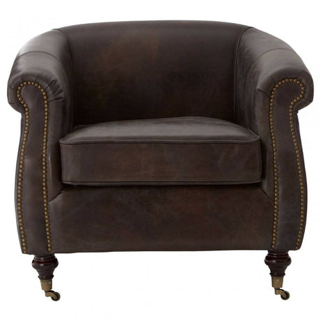 Cambridge Grey Leather Winged Armchair