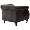 Cambridge Grey Leather Winged Armchair