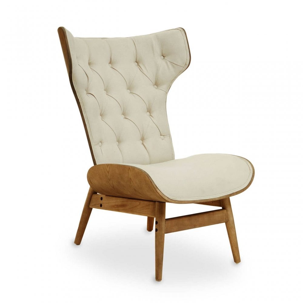 Avalon Beige Chair with Winged Back