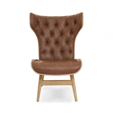 Avalon Brown Leather Effect Chair with Winged Back