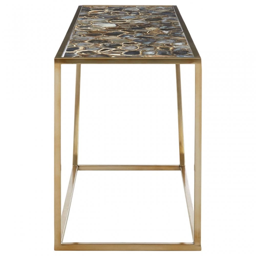 Luna Console Table with Black Agate Top