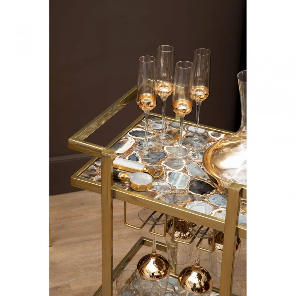 Luna Gold Finish Drinks Trolley