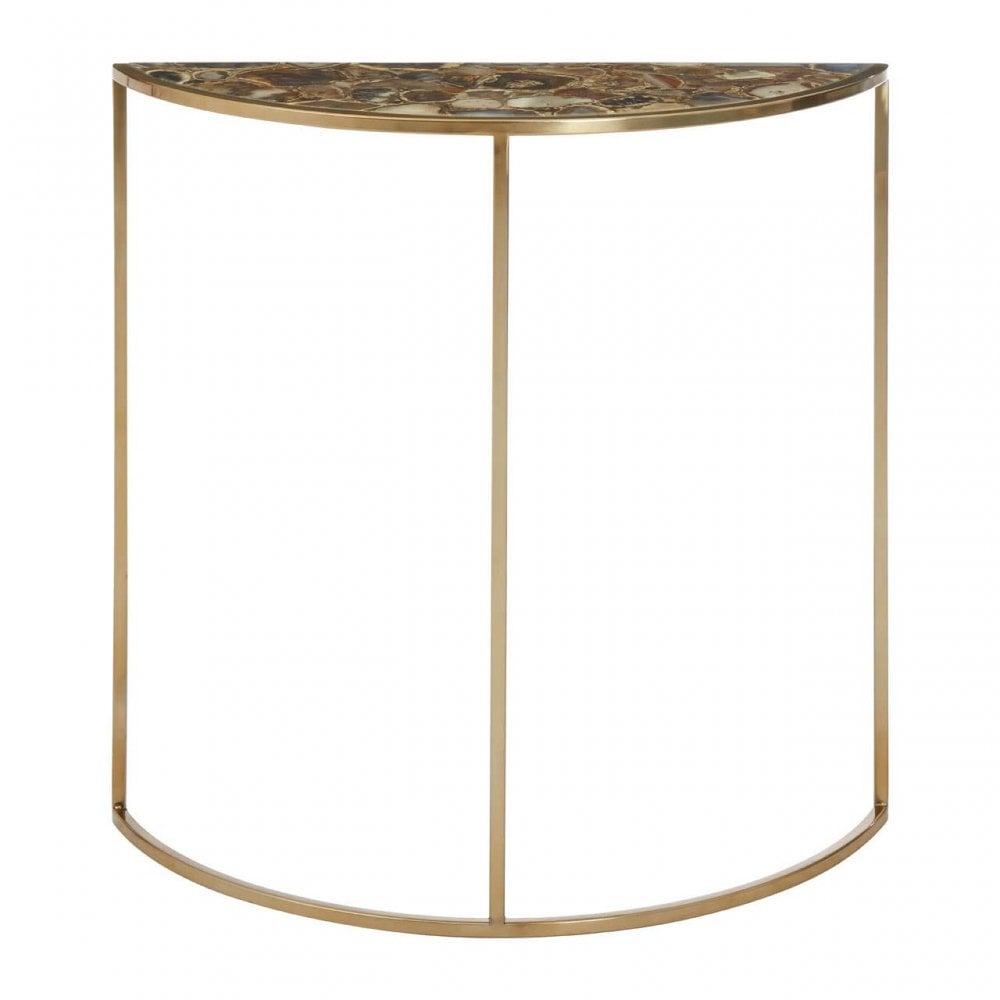 Luna Half Moon Black Agate Top Table