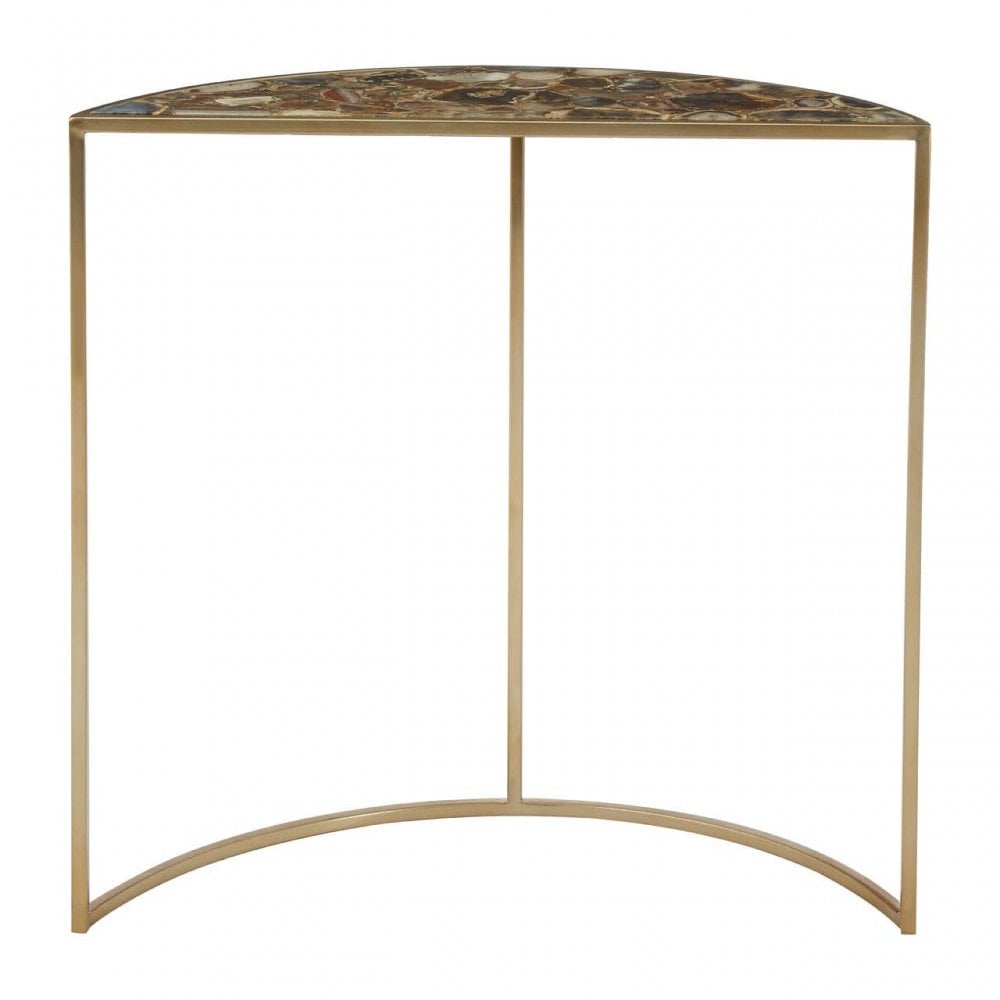 Luna Half Moon Black Agate Top Table