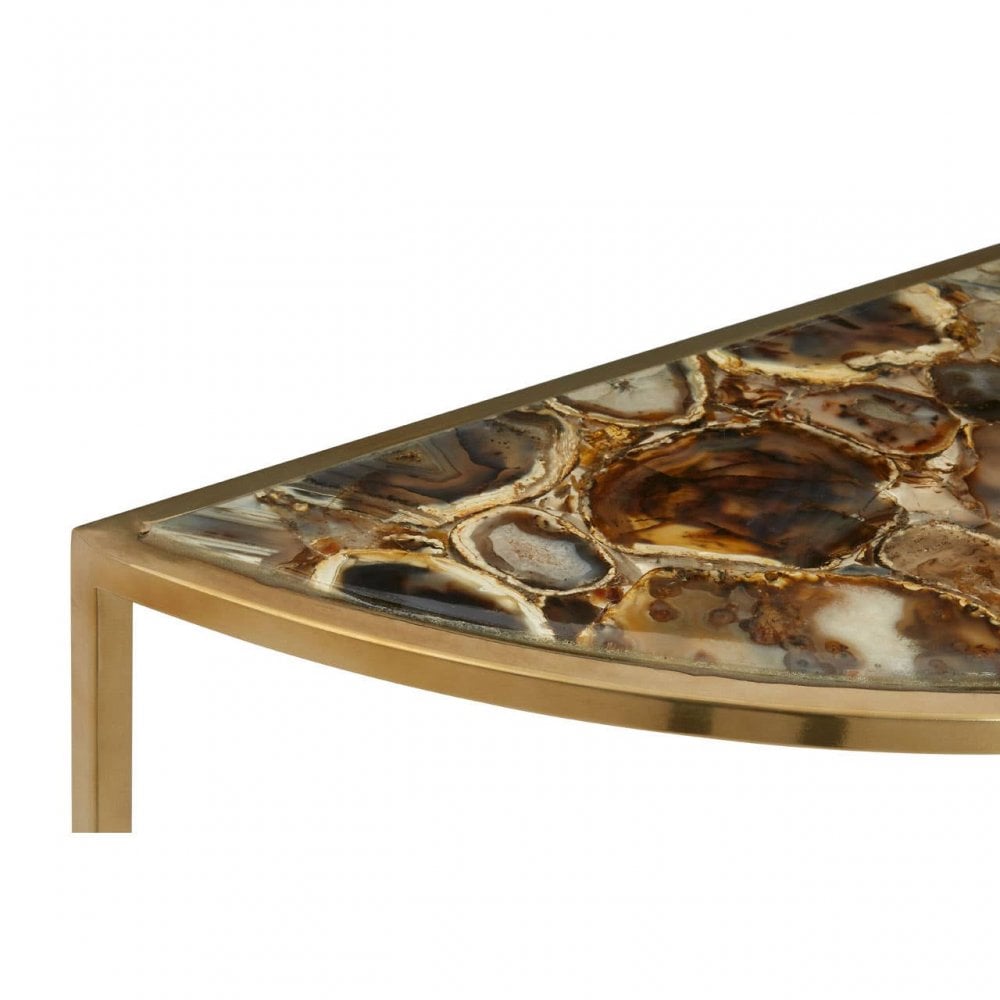 Luna Half Moon Black Agate Top Table