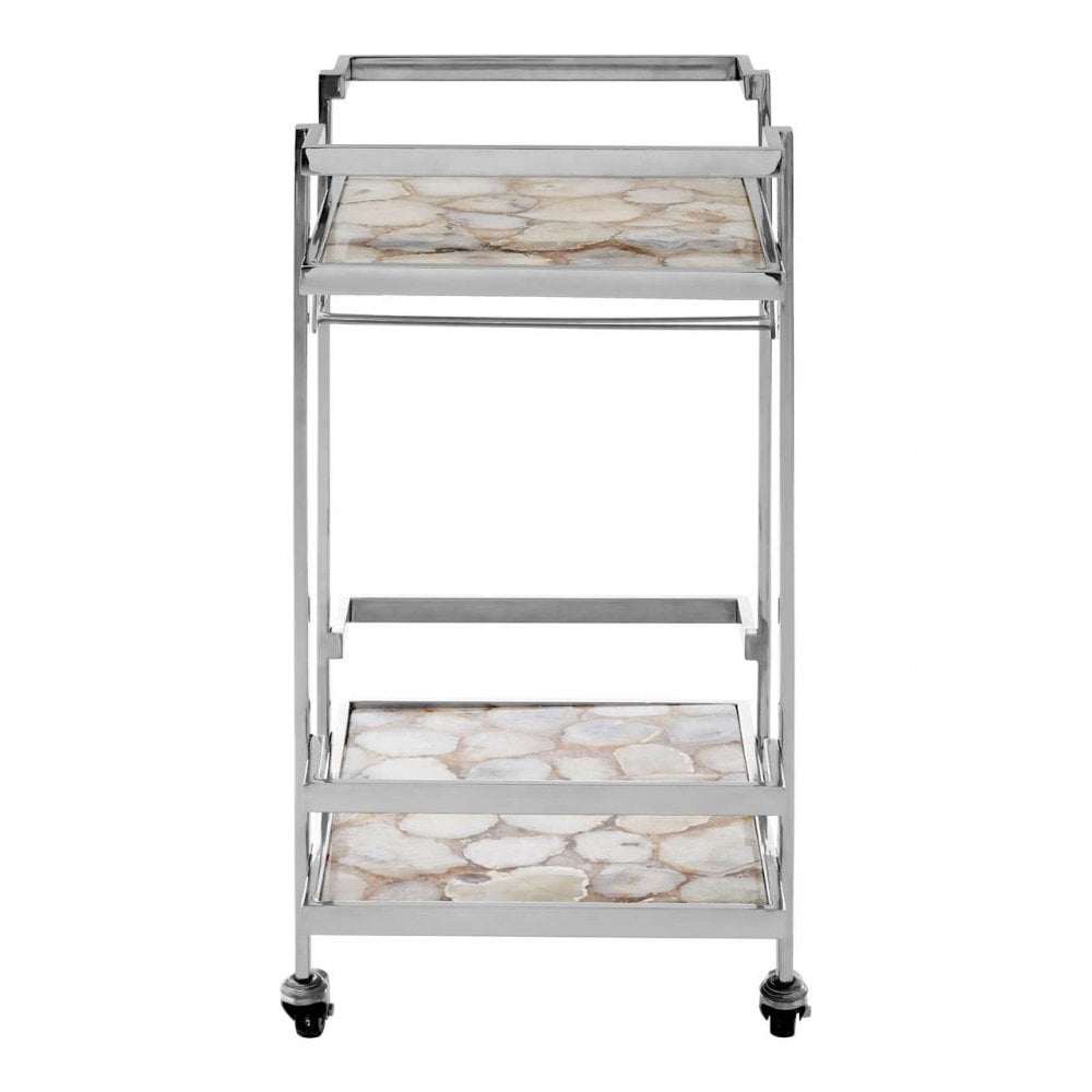Luna White Agate Drinks Trolley
