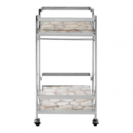 Luna White Agate Drinks Trolley