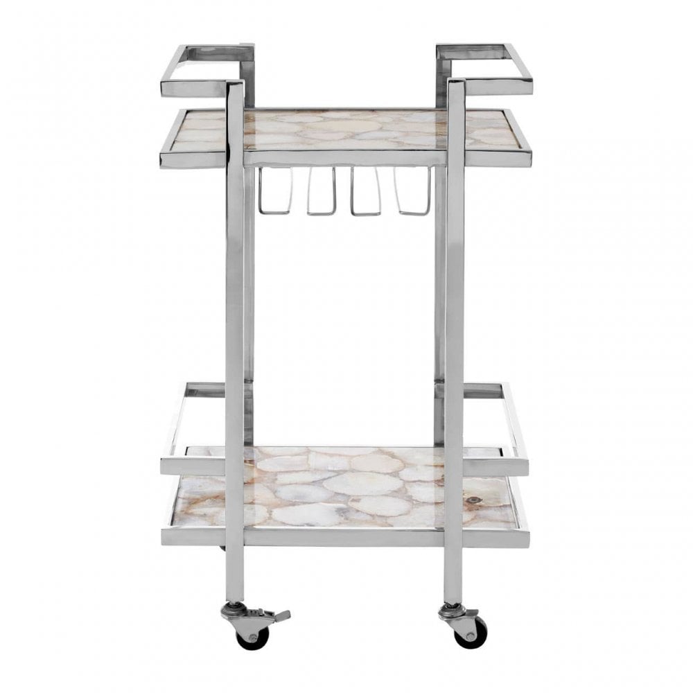 Luna White Agate Drinks Trolley