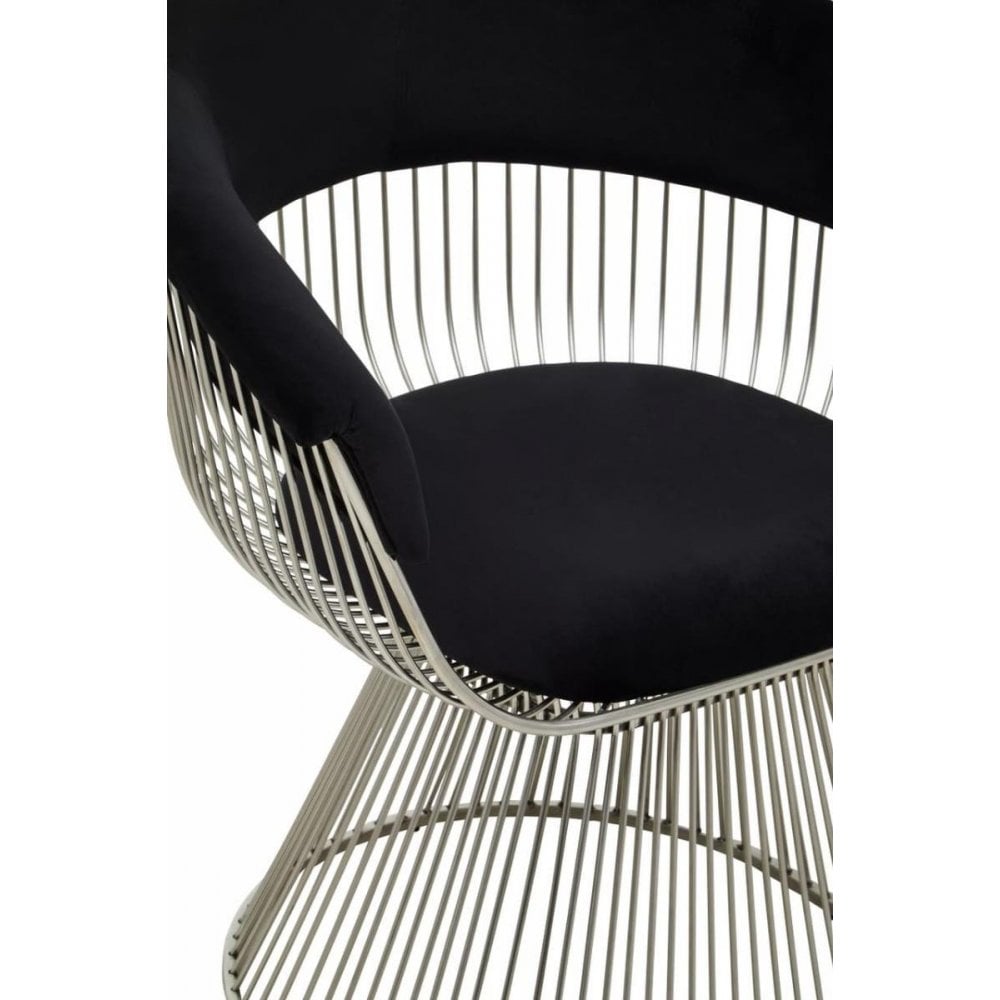 Vero Black &amp; Silver Velvet Chair