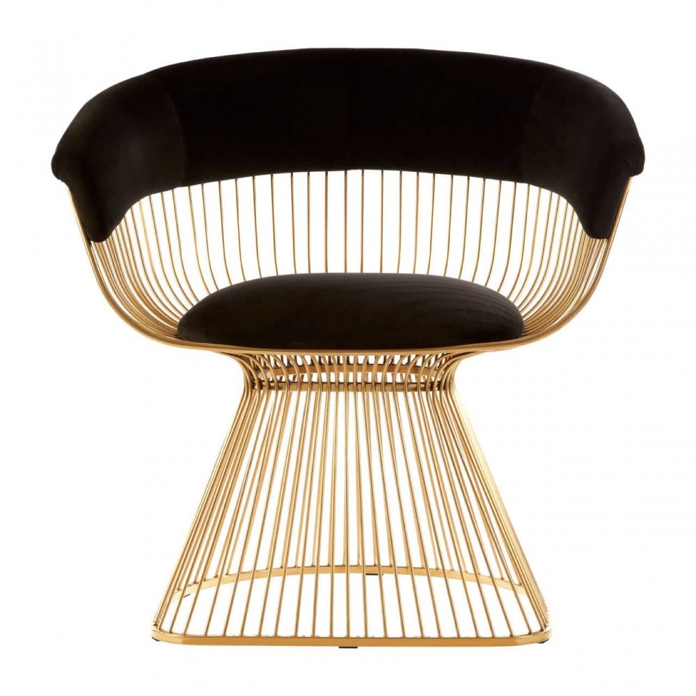 Vero Black Velvet &amp; Gold Finish Chair