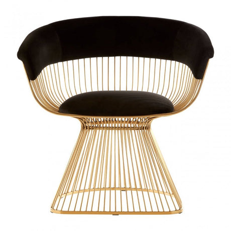 Vero Black Velvet &amp; Gold Finish Chair