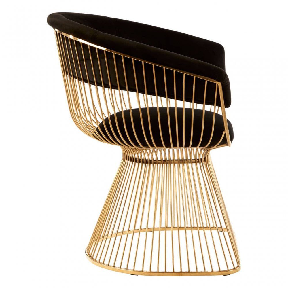 Vero Black Velvet &amp; Gold Finish Chair