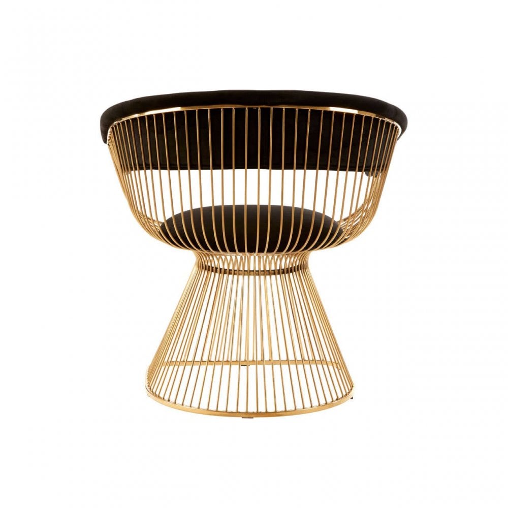 Vero Black Velvet &amp; Gold Finish Chair