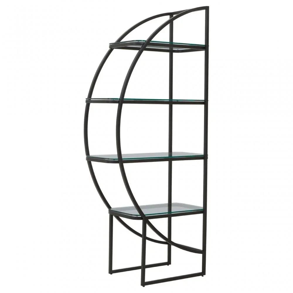 Vero Left Half Moon Black Shelf Unit