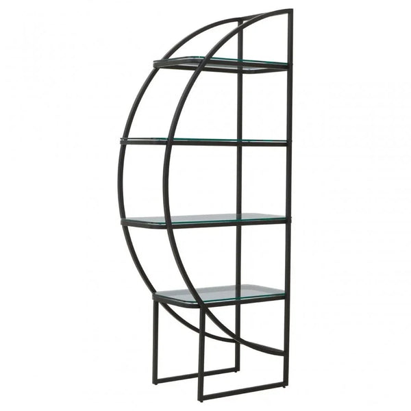 Vero Left Half Moon Black Shelf Unit
