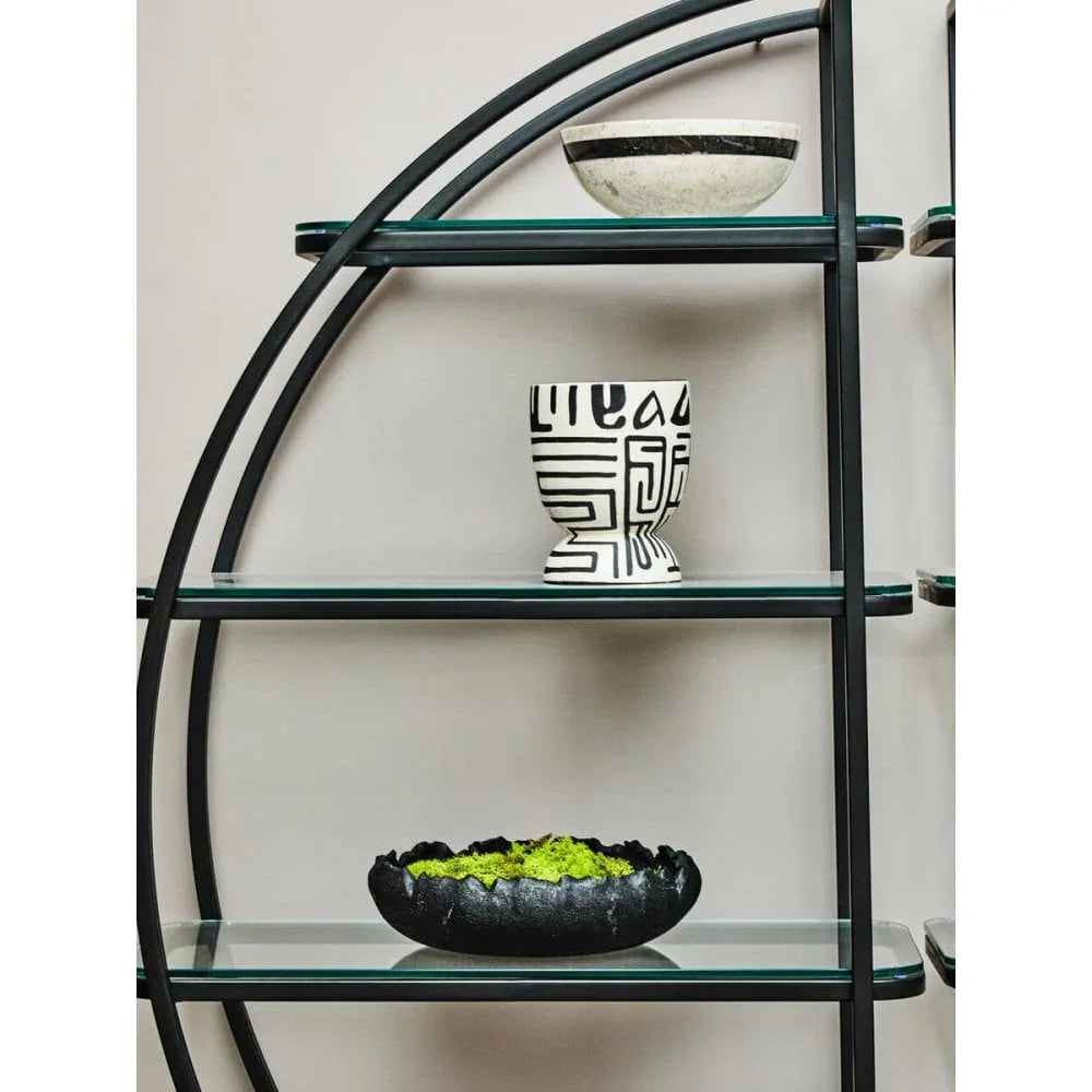 Vero Left Half Moon Black Shelf Unit