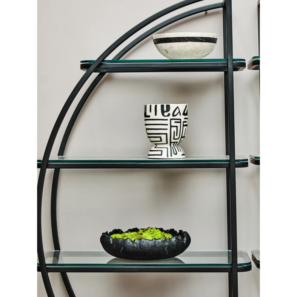 Vero Left Half Moon Black Shelf Unit