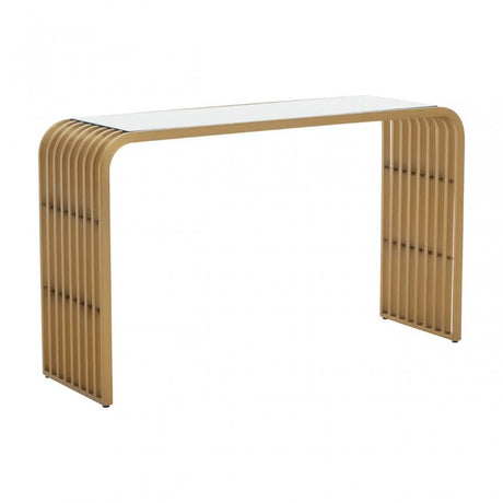 Vero Matte Gold Slatted Console Table
