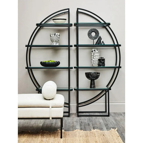 Vero Right Half Moon Black Shelf Unit