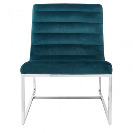 Vero Teal Velvet Curved Cocktail Chair