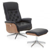Linwood Black Leather Effect Recliner And Footstool